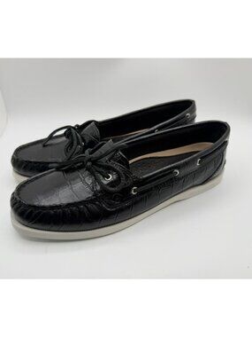 Sperry Authentic Original 2-Eye Boat Shoes Women Size 10M Black/White - NWOT